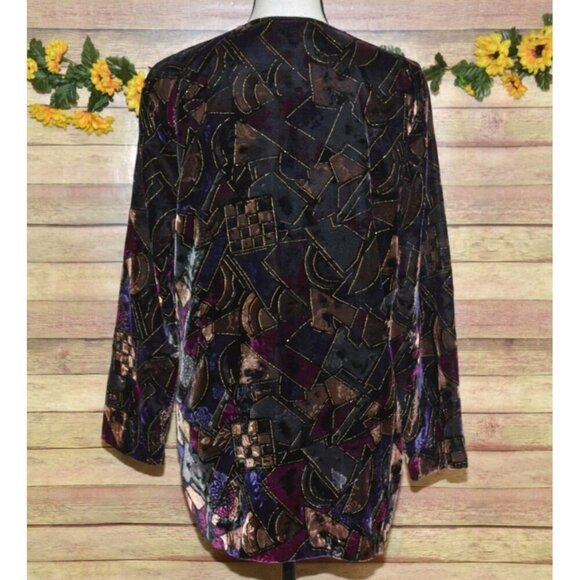 Vintage 80's Tres Paquette Velvet Blazer Jacket Mixed Print Size M Unique Retro - Picture 6 of 10